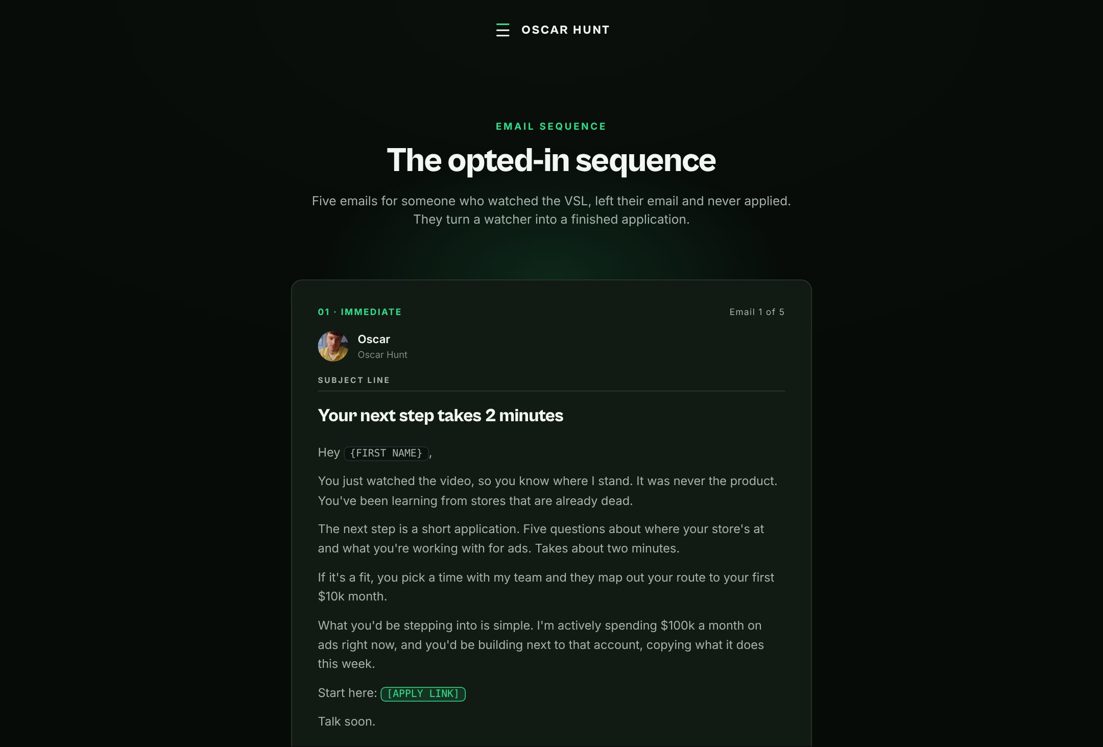 Opted-in sequence preview