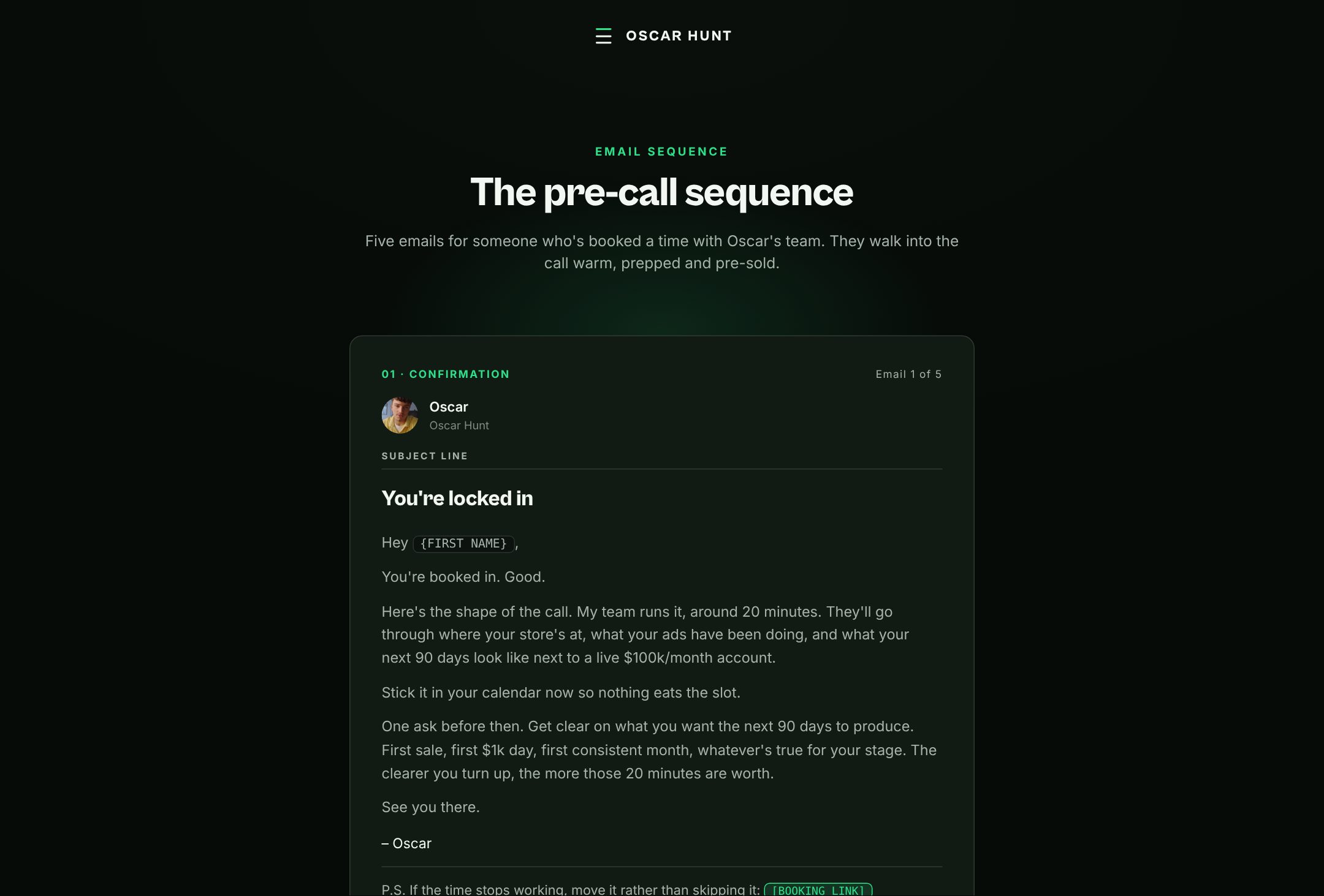 Pre-call sequence preview